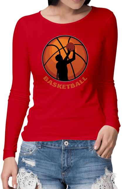 Жіночий лонгслів з принтом "Гра Баскетбол". Баскетбол, баскетболіст, гра баскетбо, фаворит. aslan