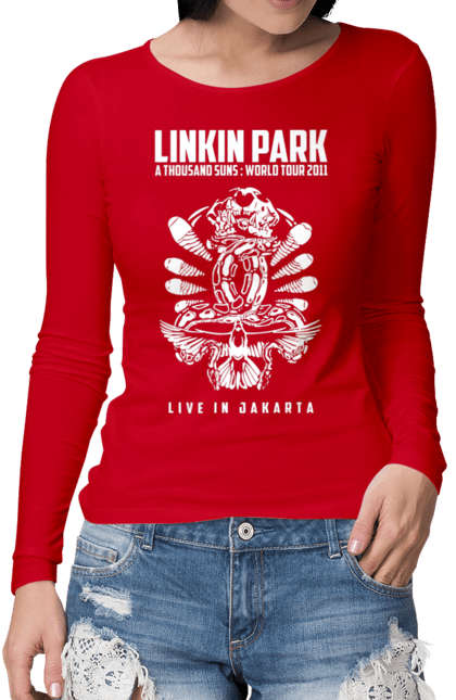 Жіночий лонгслів з принтом "Лінкін Парк". Linkin park, lp, альтернативний метал, лінкін парк, музика, ню метал, постер, реп метал, рок, рок група, честер беннингтон. futbolka.stylus.ua