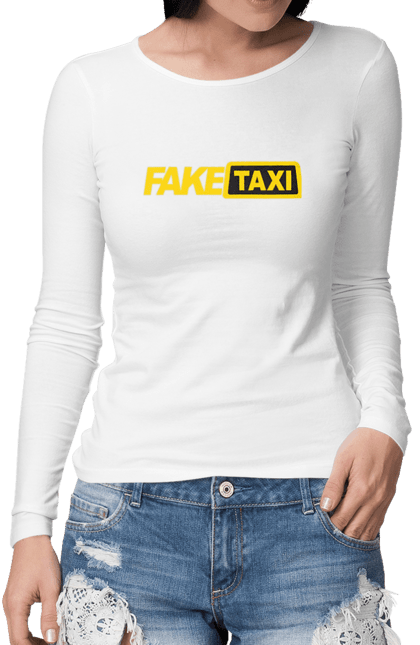 Жіночий лонгслів з принтом "Fake taxi". Fake taxi, porn hub, зсу, порно хаб, порнохаб, прапор, приколы, фак такси, фак таксі, фейк такси. futbolka.stylus.ua