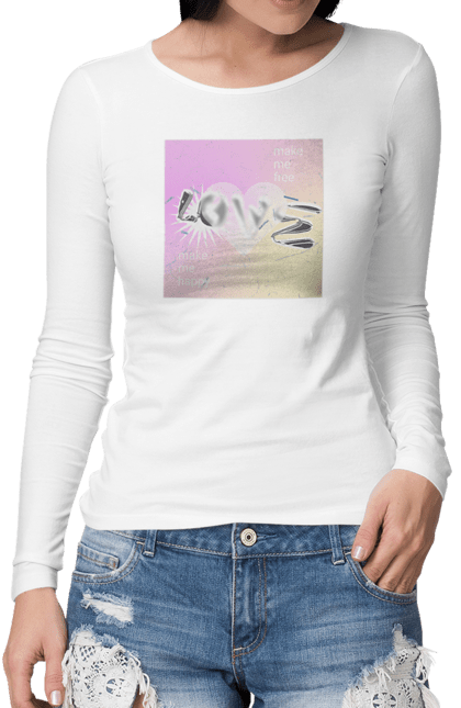 Жіночий лонгслів з принтом "Love". Print, любов, серце, слова. CustomPrint.market