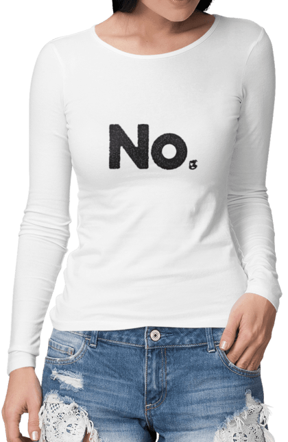 Жіночий лонгслів з принтом "Ні". Емоція, ні, слово, текст, характер. futbolka.stylus.ua