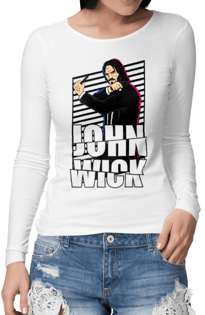 Women's longsleeve with prints John Wick. Action movie, john wick, keanu reeves, killer, movie. 2070702