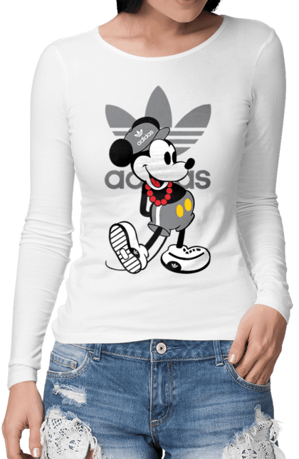 Women's longsleeve with prints Adidas Mickey Mouse. Adidas, cartoon, disney, mickey, mickey mouse. 2070702