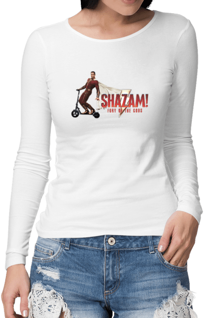 Жіночий лонгслів з принтом "Shazam. Лють богів". Dc comics, shazam, лють богів, супермен, шазам. CustomPrint.market