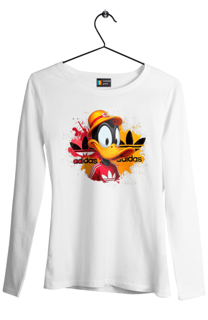 Women's longsleeve with prints Daffy Duck Adidas. Adidas, cartoon, character, daffy duck, duck, looney tunes, merrie melodies, warner brothers. 2070702