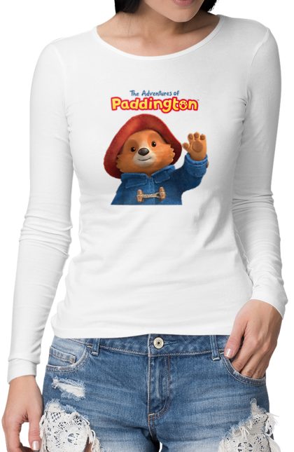 Жіночий лонгслів з принтом "Паддінгтон". Animation, bear, cartoon, film, teddy bear. futbolka.stylus.ua