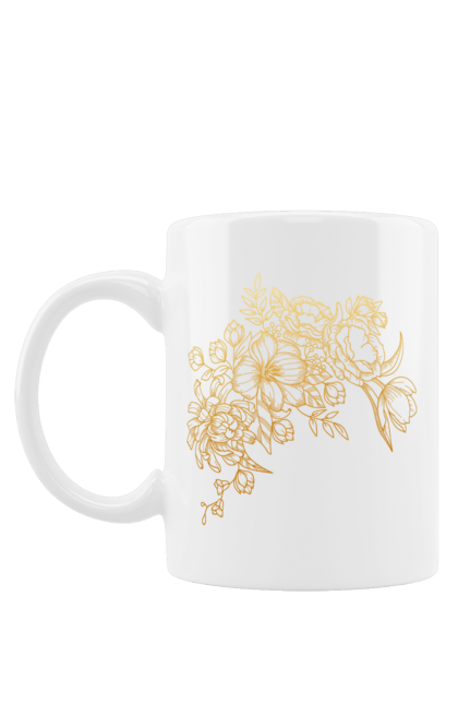 Чашка з принтом "Золотистые Цветы". Візерунок, квіти, квітка. futbolka.stylus.ua