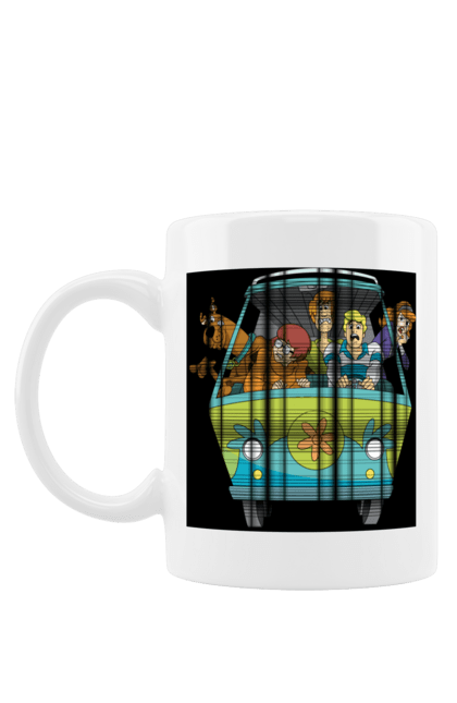 Mug with prints Scooby Doo Machine. Car, cartoon, dog, scooby doo. 2070702