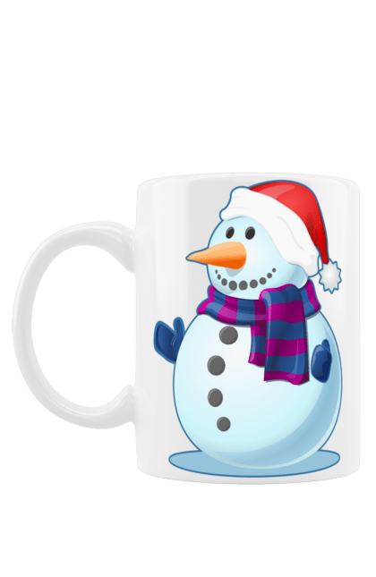 Чашка з принтом "Сніговик". 2022, зима, настрій, новий рік, новорічний, радість, різдво, святкування, свято, сезон, сніг, сніговик, снігопад, холод, холодний. ART принт на футболках
