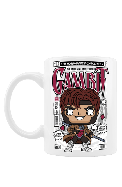 Чашка з принтом "Gambit". Гамбіт, дивуватися, картку, комікси, мутант, х людина. Funkotee