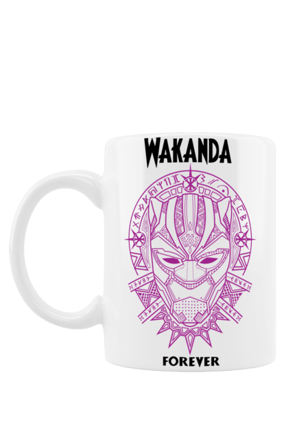 Чашка с принтом Ваканда Навсегда. Marvel, wakanda, wakanda forever, ваканда, ваканда навсегда, марвел, т`чалла, черная пантера. 2070702