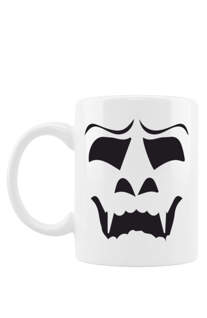 Mug with prints Halloween pumpkin face. Costume, halloween, holiday, october, october 31, pumpkin, scary, sweets, trick or treat. 2070702