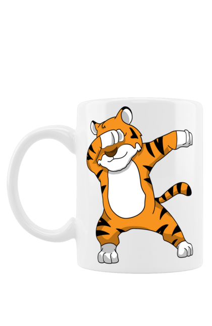 Чашка з принтом "Тигр деб". 2022, деб, рік тигра, рука лице, тварина, тигр, тигреня. Піно