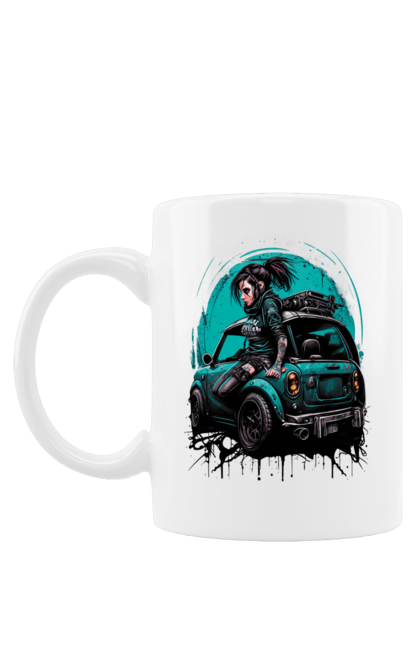 Чашка з принтом "Кіберпанк дівчина". Арт, графіка, дівчата, ігри, кіберпанк, малюнок. 2070702