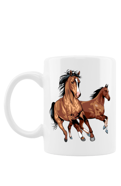 Чашка з принтом "Коні біжуть". Грива, кінь, коні, скачуть, тварина. futbolka.stylus.ua