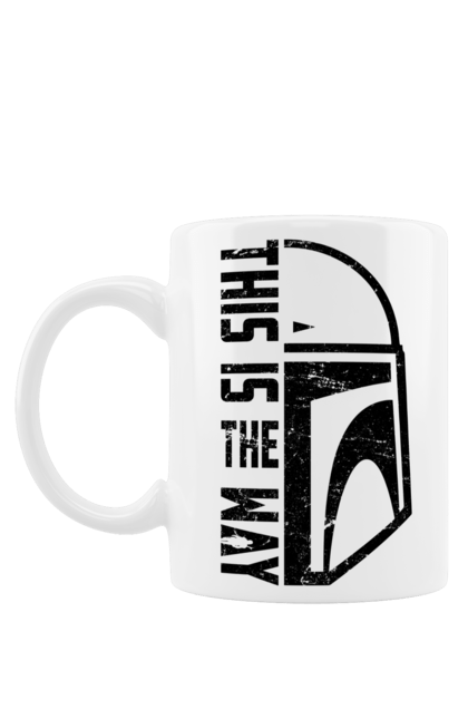 Mug with prints This is the way. Baby yoda, cinema, disney, distressed, mandalorian, mandalorian helmet, movies, star wars, television series. 2070702