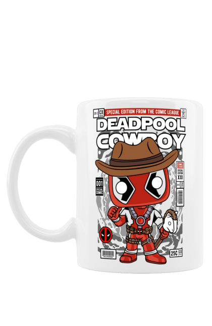 Чашка з принтом "Deadpool Cowboy". Басейн, герой, дедпул, дивуватися, комікси, мем, мертвий, плівка. Funkotee