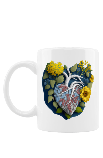 Чашка з принтом "Серце квіти". Люблю україну, перемога україни, серце, символи україни, соняшник, традиції україни, україна. 2070702