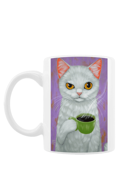 Чашка з принтом "Кіт". Cat, coffe, арт, кот, котик. futbolka.stylus.ua