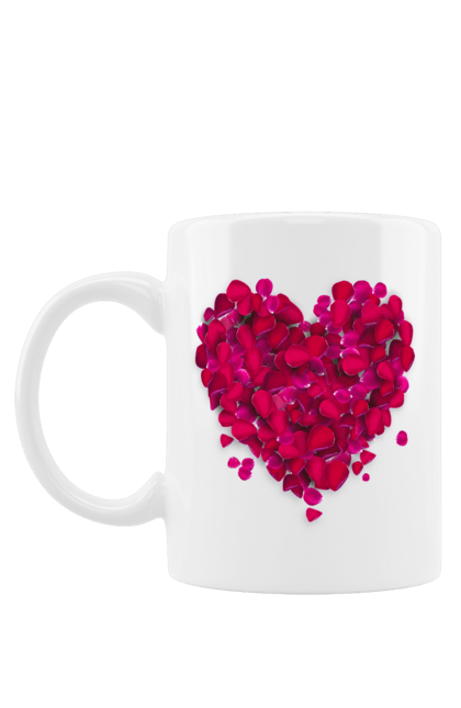 Mug with prints Heart From Rose Petals. Petals, rose flower. 2070702