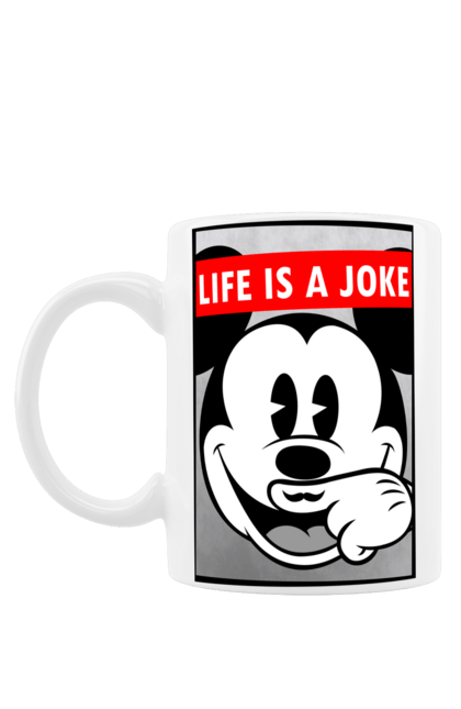 Чашка з принтом "Життя це жарт". Вуса, дісней, жарт, життя, міккі маус, посмішка. futbolka.stylus.ua