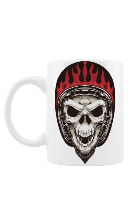 Чашка з принтом "Череп в мотошоломі". Мото, скелет, череп, шолом. 2070702