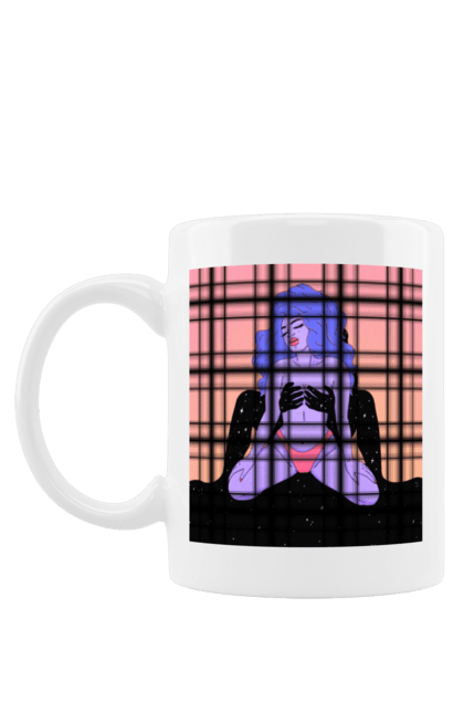 Чашка з принтом "Фіолетова Дівчина В Трусиках". Інопланетянка, у трусах. 2070702