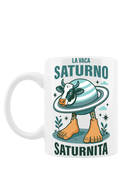 Чашка з принтом "Lavaca Saturno Saturnita". Брейнрот, італійська гнилизна мозку, італійський брейнрот, італійський мем, італійські меми, корова сатурн, ла вака, ла вака сатурно, лавака сатурно, сатурно сатурніто. 2070702