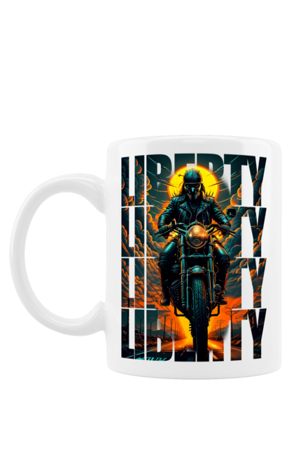 Чашка з принтом "Байкер". Байкер, мотоцикліст, подорожі, свобода, туризм. 2070702