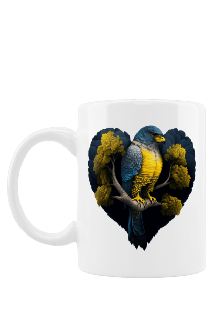 Чашка з принтом "Синьо жовтий сокіл". Дерево, прапор україни, серце, символ україни, сокіл, україна. 2070702
