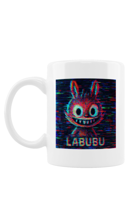 Чашка з принтом "Лабубу". Crt, rgb, глітч, кіберпанк, лабубу, пікселі, ретро, спотворення, цифрове мистецтво, шум. 2070702