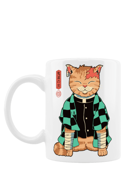 Чашка з принтом "Кіт у кімано". Кинжал, китайський кіт, кімано, кіт, самурай, шабля, японський кіт. futbolka.stylus.ua