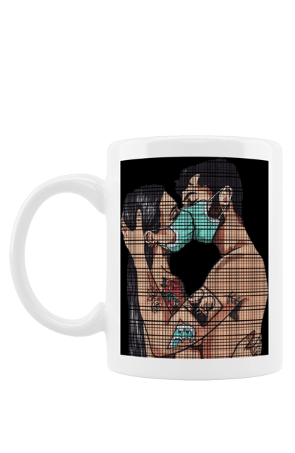 Чашка з принтом "Коронавірусна Любов". Карантин, коронавірус, кохання, маска, поцілунок. 2070702