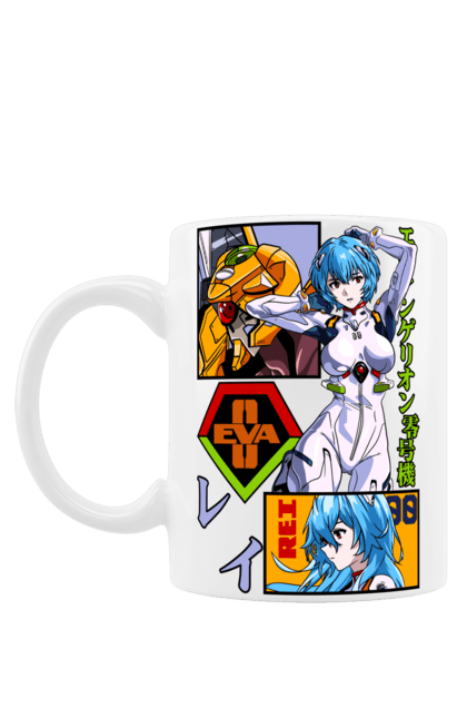 Mug with prints Evangelion Rei. Anime, evangelion, eve, kaoru, manga, rei ayanami, shinji. 2070702