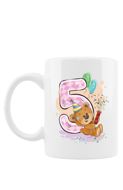 Чашка з принтом "Ведмедик 5 років". 5 років, ведмідь, день народження, медвеженок. CustomPrint.market