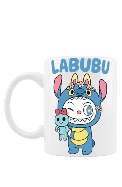 Чашка з принтом "Лабубу". Іграшка лабубу, лабубу, лабубу кока кола, мерч лабубу, мила, синя лабаба, смішна лабубу. 2070702