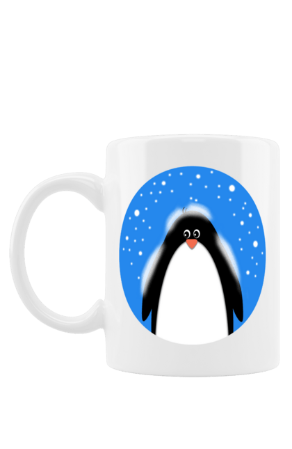 Чашка з принтом "Пінгвін в снігу". Зима, новий рік, пінгвін, полюс, різдво, сніг. futbolka.stylus.ua