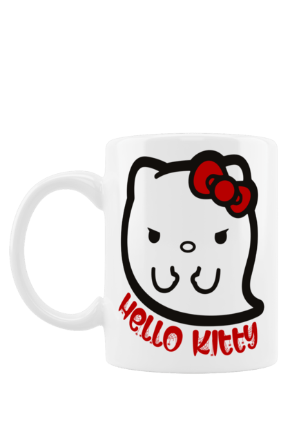 Чашка с принтом Хелло Китти Хэллоуин. Ghost, halloween, hello kitty, бренд, кот, котенок, персонаж, привидение, хелло китти, хэллоуин. 2070702