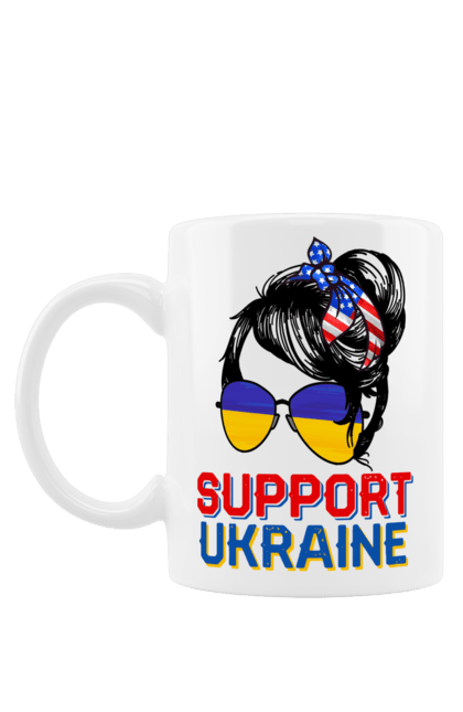 Чашка з принтом "Підтримай Україну Український Прапор США". Америка, жовто-блакитний, жовто-блакитний прапор, підтримай україну, прапор україни, сша, україна, українка, український прапор. Print Shop
