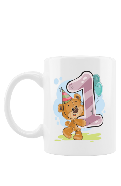 Чашка з принтом "Ведмедик 1 рік". 1 рік, ведмідь, день народження, медвеженок. CustomPrint.market