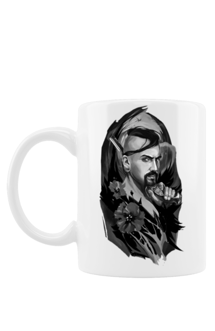 Чашка з принтом "Козак". Вуса, квітки, козак, пістолет, справжній українець, чуб. 2070702