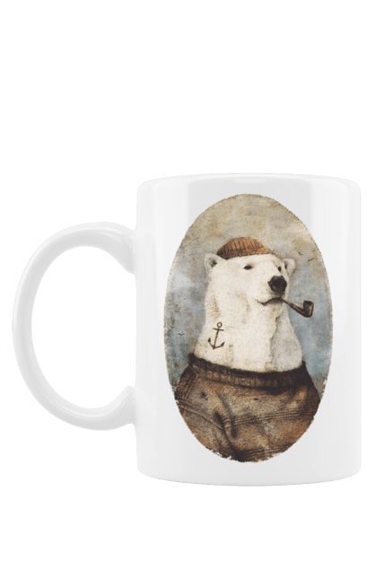 Чашка з принтом "Ведмідь". Ведмідь, малюнок, моряк, тату, тварини. CustomPrint.market