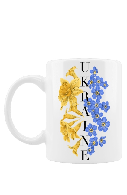 Чашка з принтом "Ukraine flower 2". Війна, війна в україні, герб україни, люблю україну, патріот, патрон, свобода, україна, я українець. PrintMarket - інтернет-магазин одягу та аксесуарів з принтами плюс конструктор принтів - створи свій унікальний дизайн