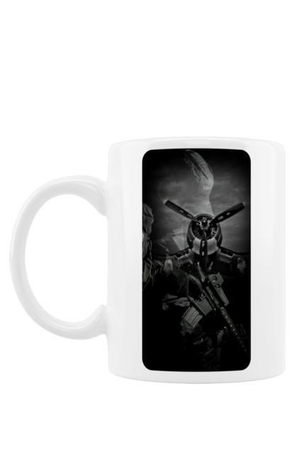 Чашка з принтом "Слава зсу". Гвинтівка, зброя, літак, перемога, солдат, україна. 2070702