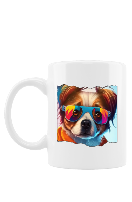 Чашка з принтом "Песик". Веселка, вуха, окуляри, очі, собака, щеня. CustomPrint.market