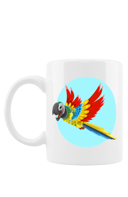 Чашка з принтом "Папуга". Барвистий папуга, какаду, кольоровий папуга, папуга, що летить. 2070702