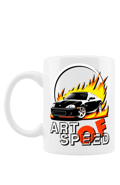 Чашка з принтом "Автомобіль у вогні". Авто, автомобіль у вогні, гонка, дрейф, спорт, спортивна машина, швидкість. 2070702