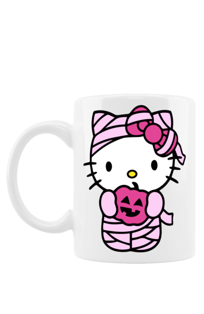 Mug with prints Hello Kitty Halloween. Brand, cat, character, halloween, hello kitty, kitten, kitty, mummy. 2070702