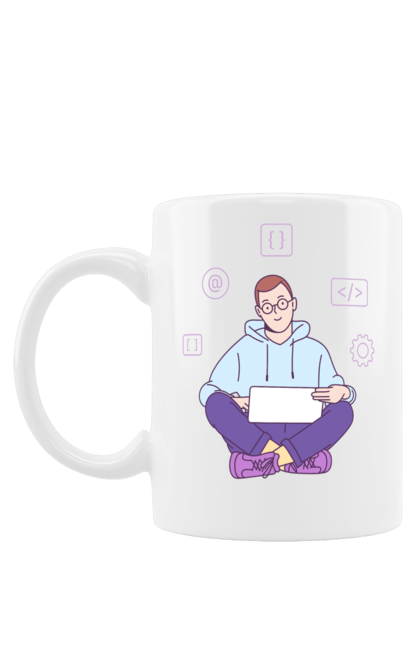 Чашка з принтом "Я програміст". Angular, c, css, html, it, javascript, jquery, php, python, react, svelt, vue, айтишник, айті, гумор, код, кодувати, прогер, програміст, програмісти, ти ж, ти ж програміст, тиж програміст. 2070702