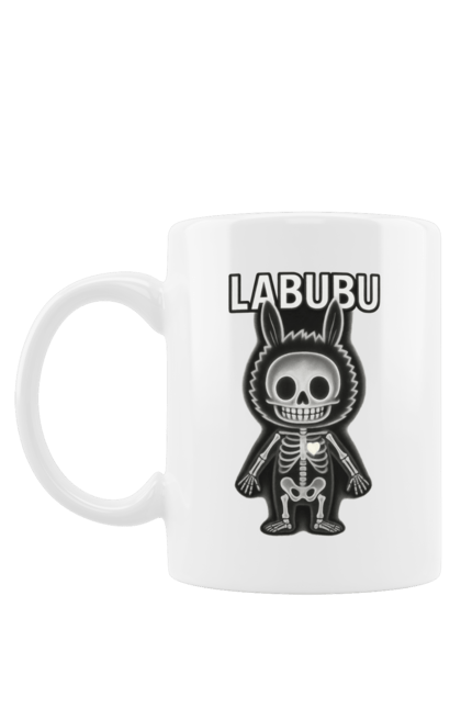 Чашка з принтом "Лабубу". Анатомія, кістки, лабубу, миложутко, мінімалізм, рентген, серце` що світиться, скелет, череп, чорнобіле. 2070702